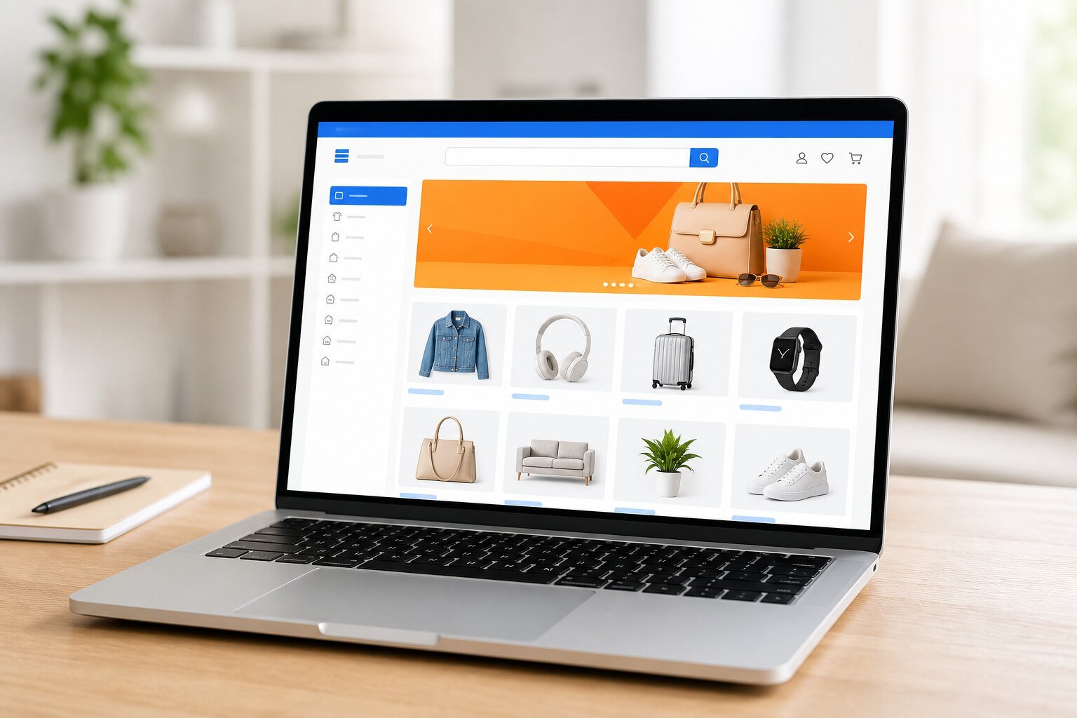 E-commerce store website on a laptop