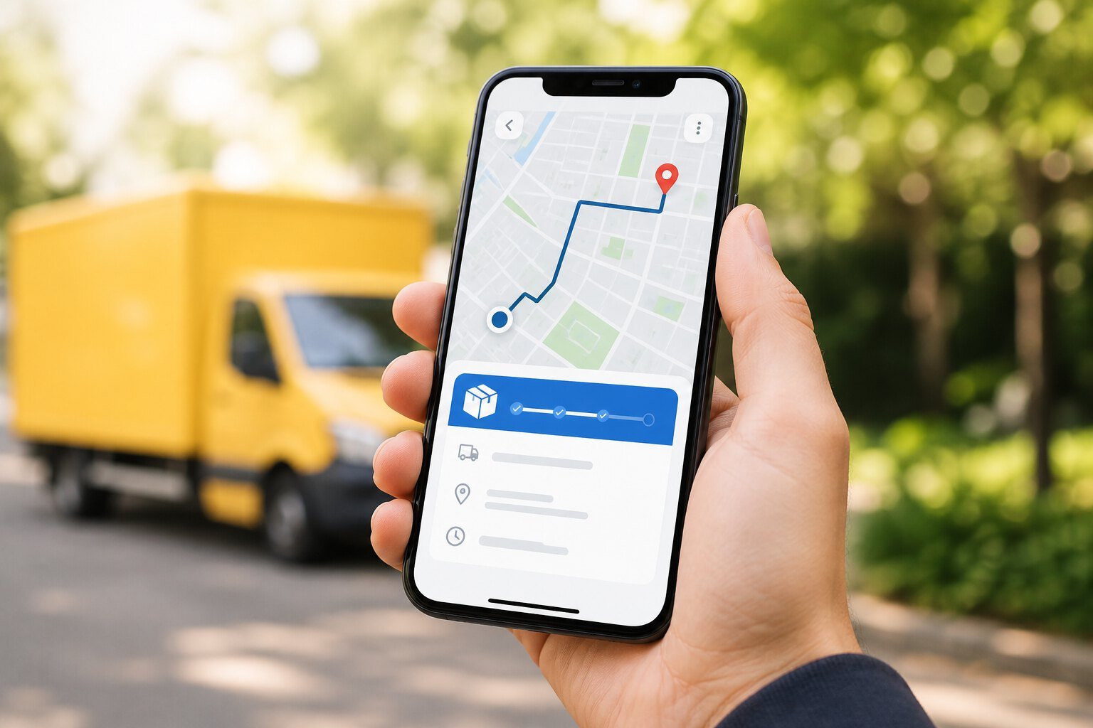 Delivery tracking app showing a route map